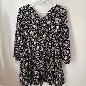 Zara Black Dress with Cream Floral Print
